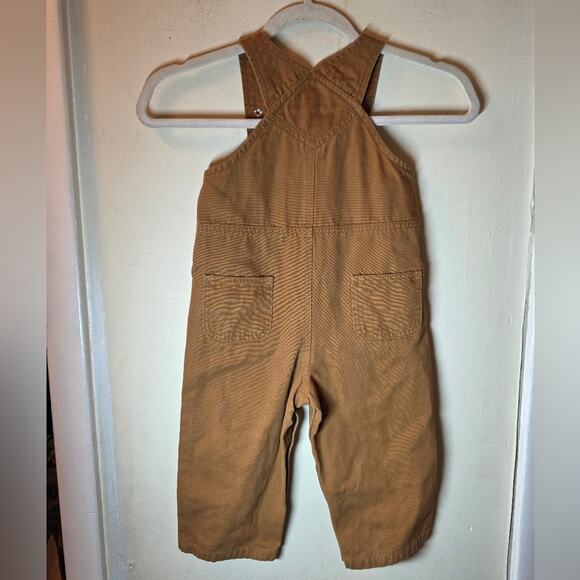 Carhartt Tan Overalls Coveralls Classic Workwear Style Size 24M Cute Chore Bibs - Picture 3 of 7